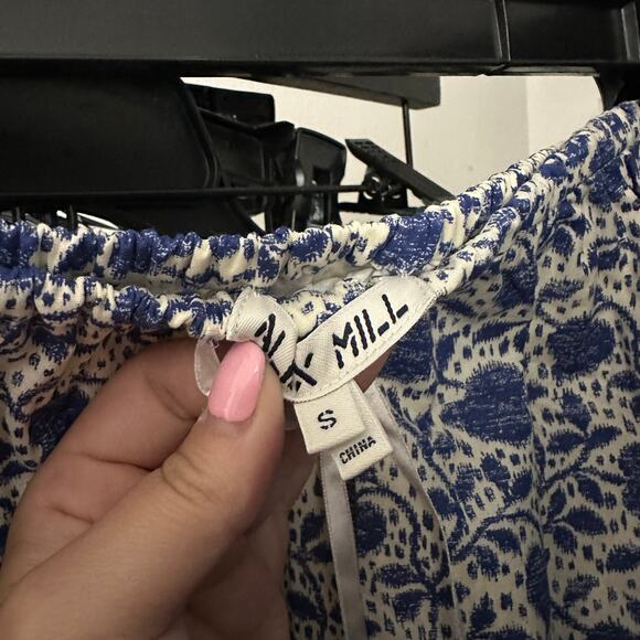 Alex Mill Floral Drawstring Waist A-Line Knee Length Skirt Blue Size Small - Picture 4 of 5